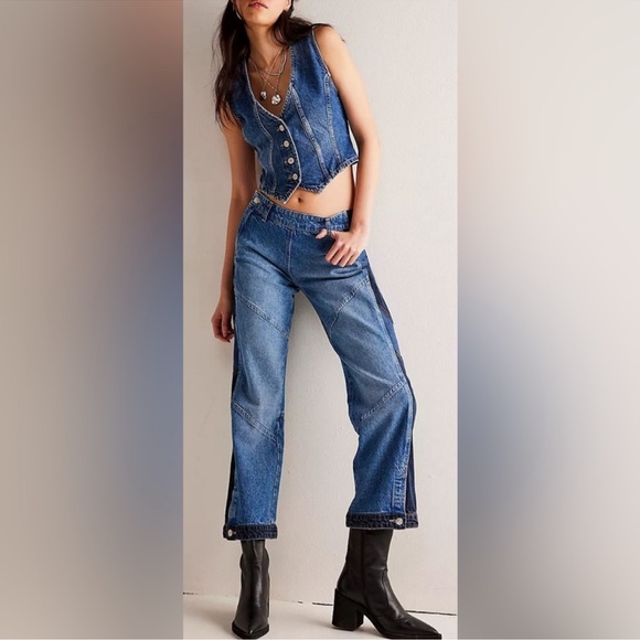 Free People Denim - NWOT FREE PEOPLE Moonlit Moto Boot Leg Mid Rise Distressed Finish 31